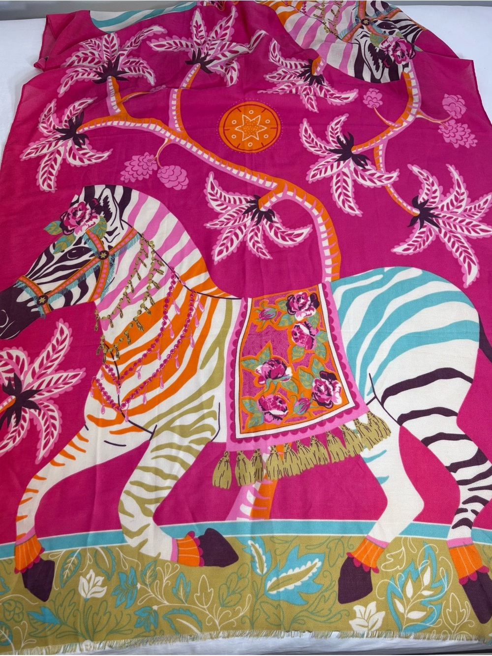 Power Fuchsia Zebra Print Lightweight Scarf 70X39